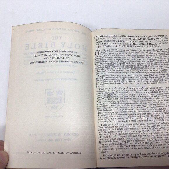 Holy Bible KJV King James Version Oxford Self Pronouncing Topaz Vintage 1950s - Picture 6 of 13